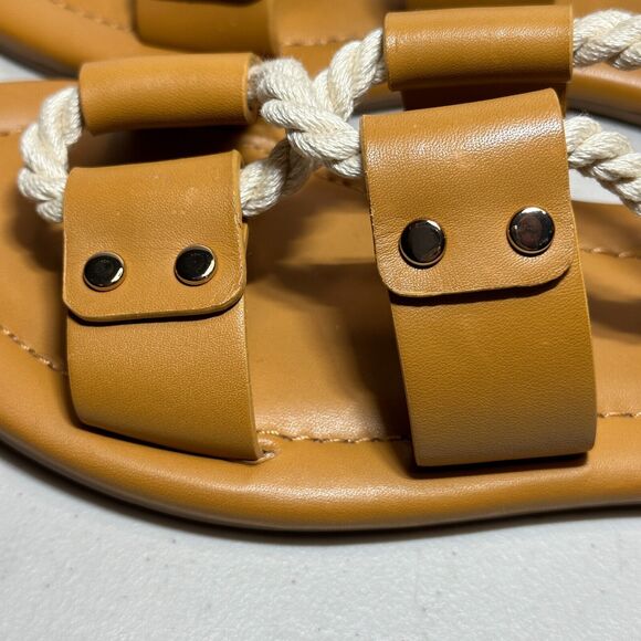 Ulla Johnson Eva Rope Leather Calf Skin Flat Sandals Camel Women's 4.5-5/35 NWOB - Picture 6 of 15